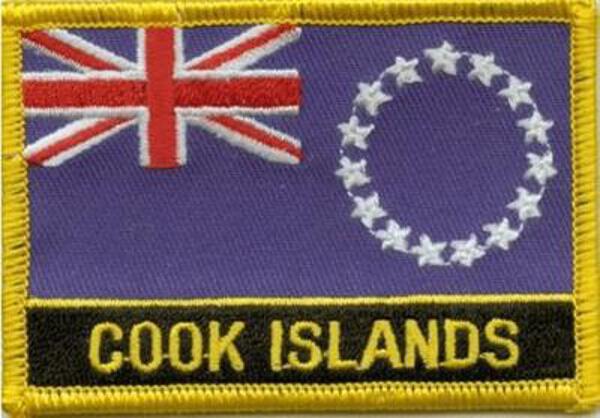 Flaggenaufnäher Cookinseln mit Schrift