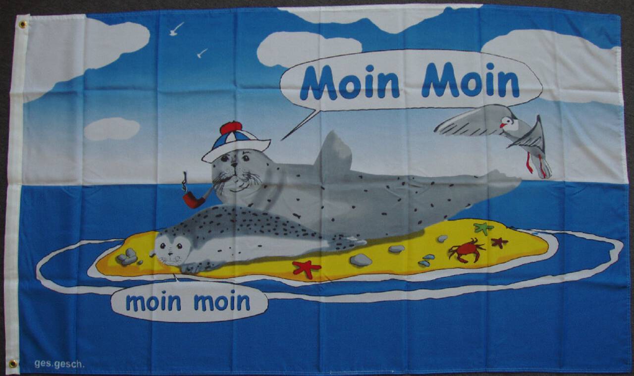 Flagge Moin Moin Seehunde auf Sandbank 80 g/m²