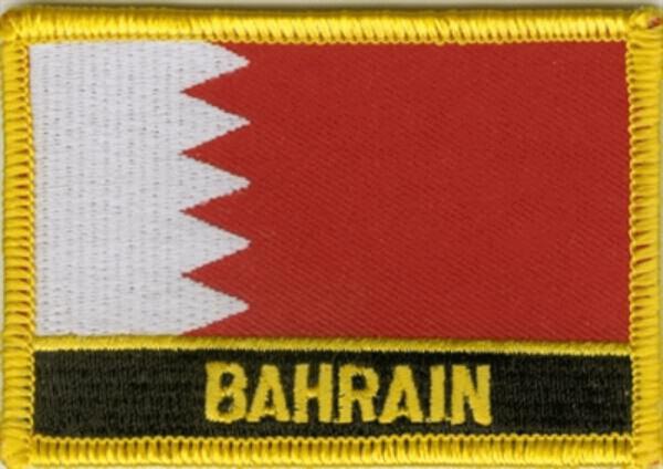 Flaggenaufnäher Bahrain mit Schrift