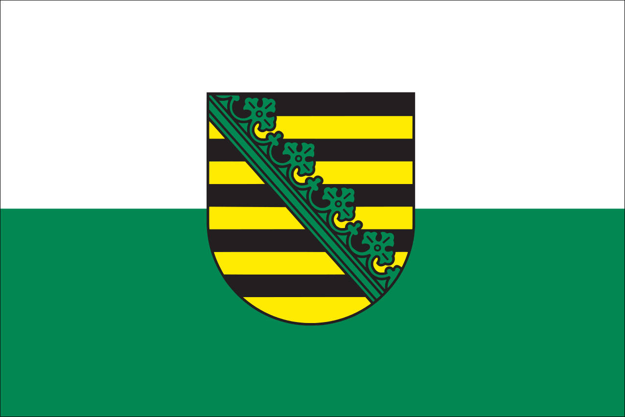 Flagge Sachsen mit Wappen