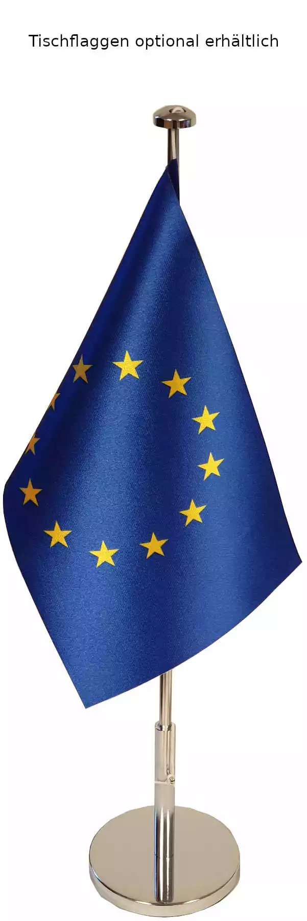 Tischflaggen-/bannerständer Chrom teleskopierbar Flachfuß komplett mit Tischflagge Europa