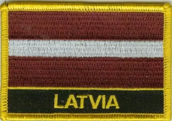 Flaggenaufnäher Lettland mit Schrift