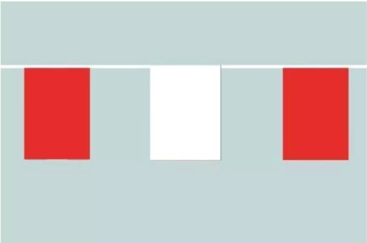 Flaggenkette Schützenfest Rot Weiß im Wechsel 6 m 8 Flaggen
