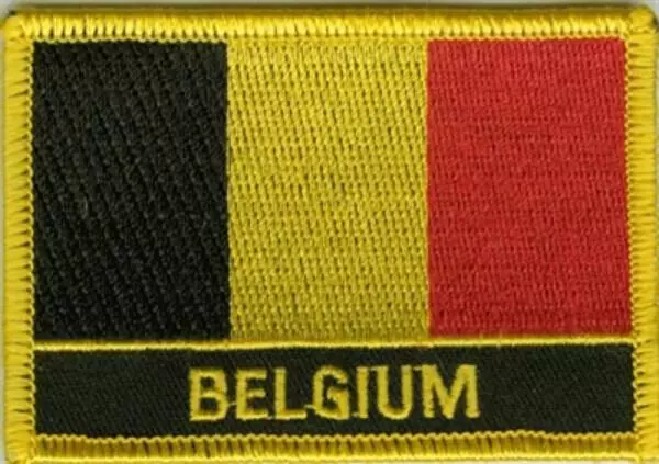 Flaggenaufnäher Belgien mit Schrift
