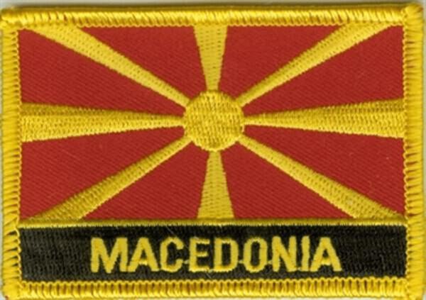 Flaggenaufnäher Mazedonien mit Schrift