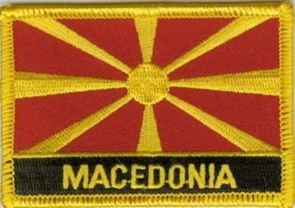 Flaggenaufnäher Mazedonien mit Schrift
