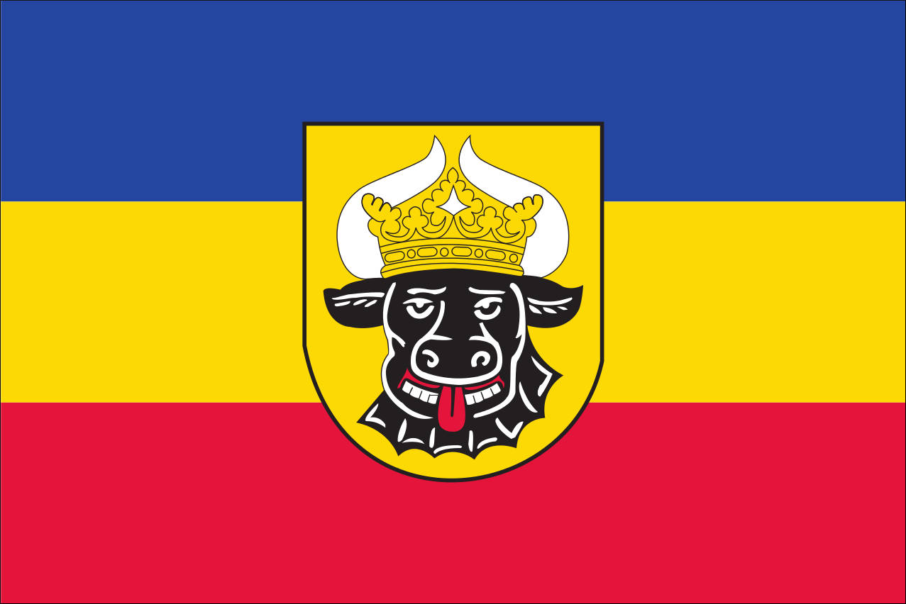 Flagge Mecklenburg mit Ochsenkopf