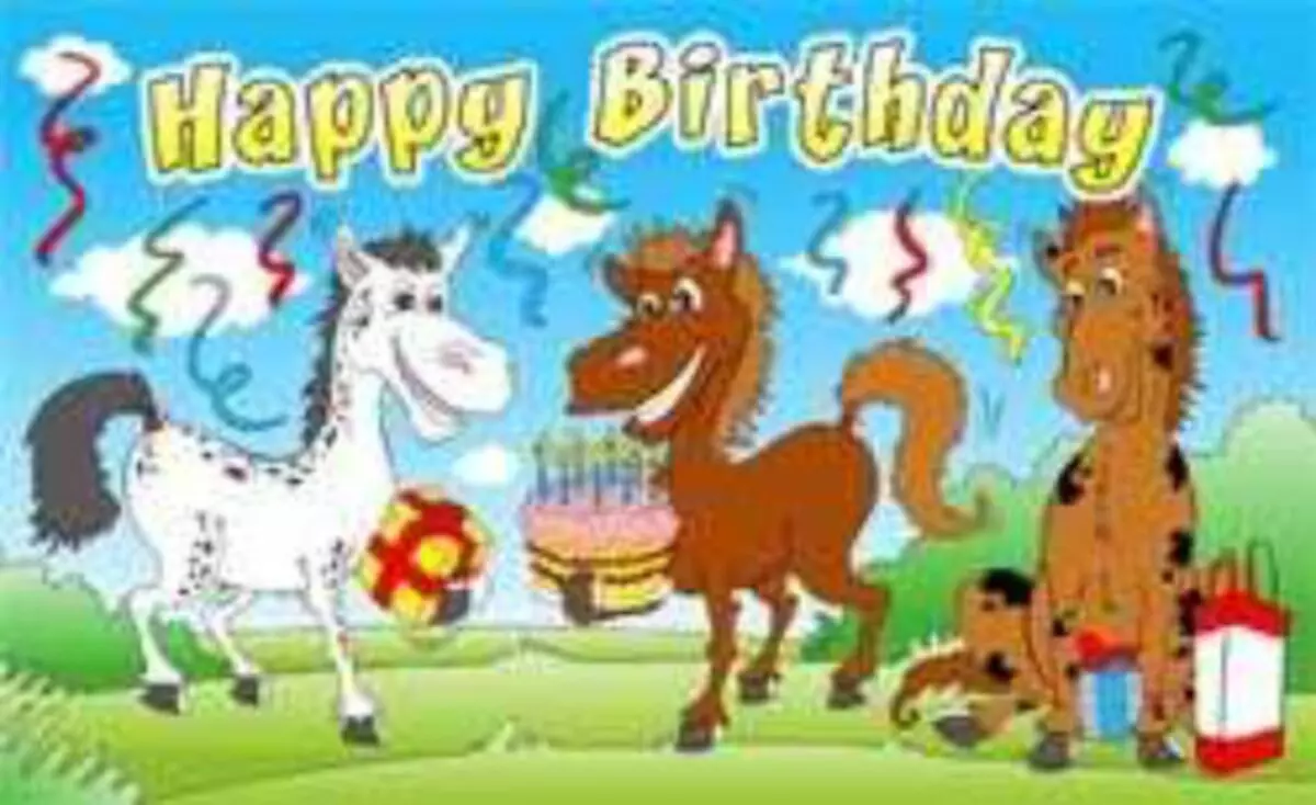Flagge Happy Birthday Pferde