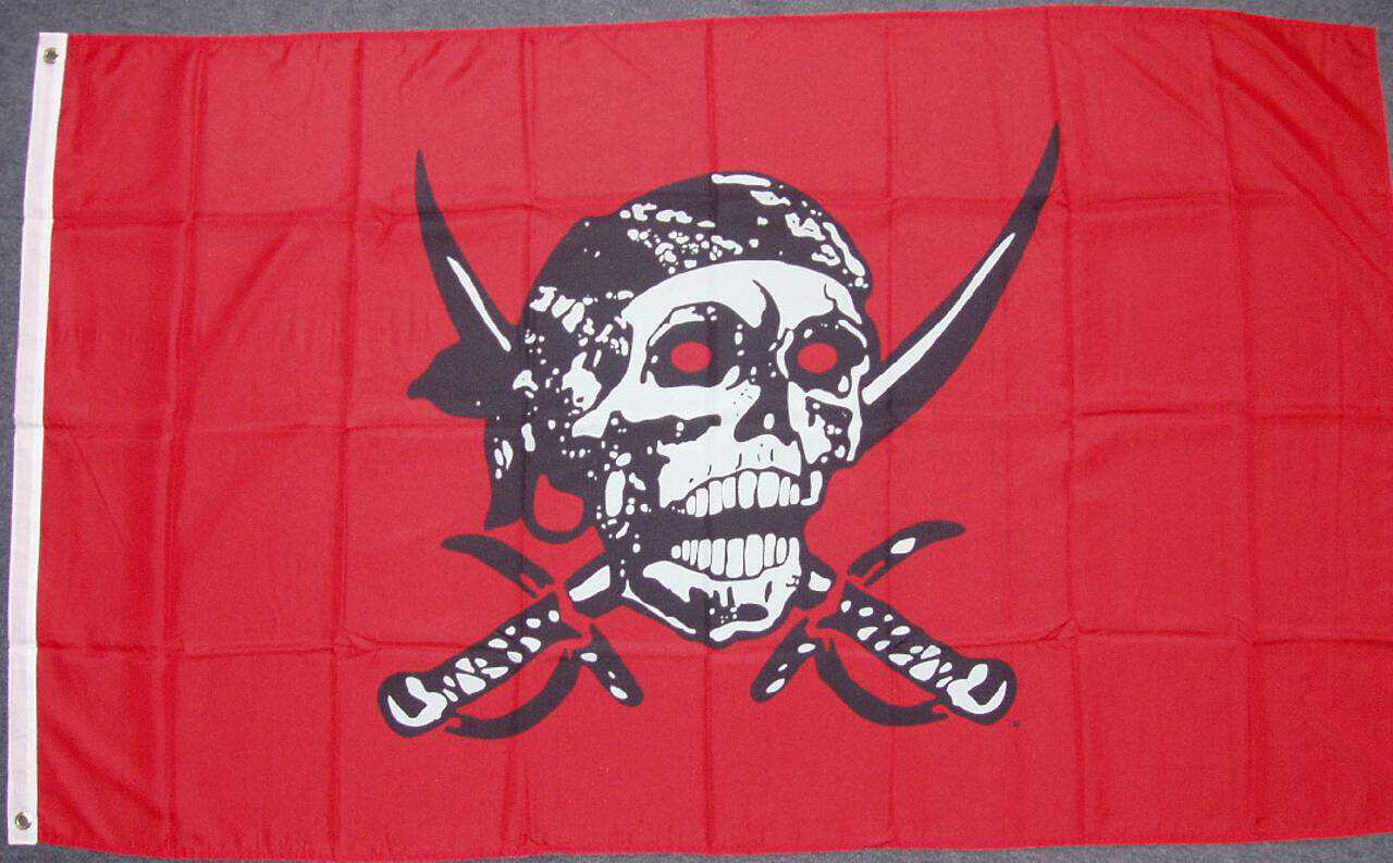Flagge Pirat auf rotem Tuch 80 g/m²