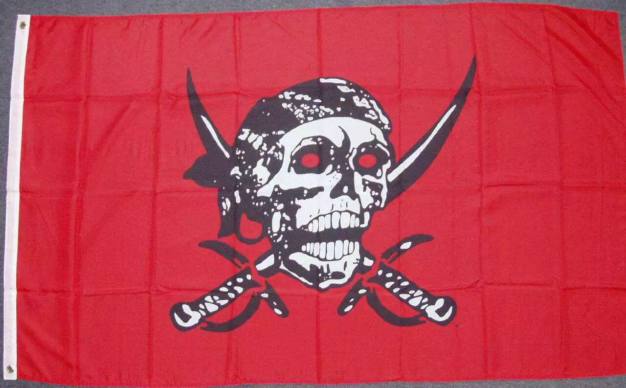 Flagge Pirat auf rotem Tuch