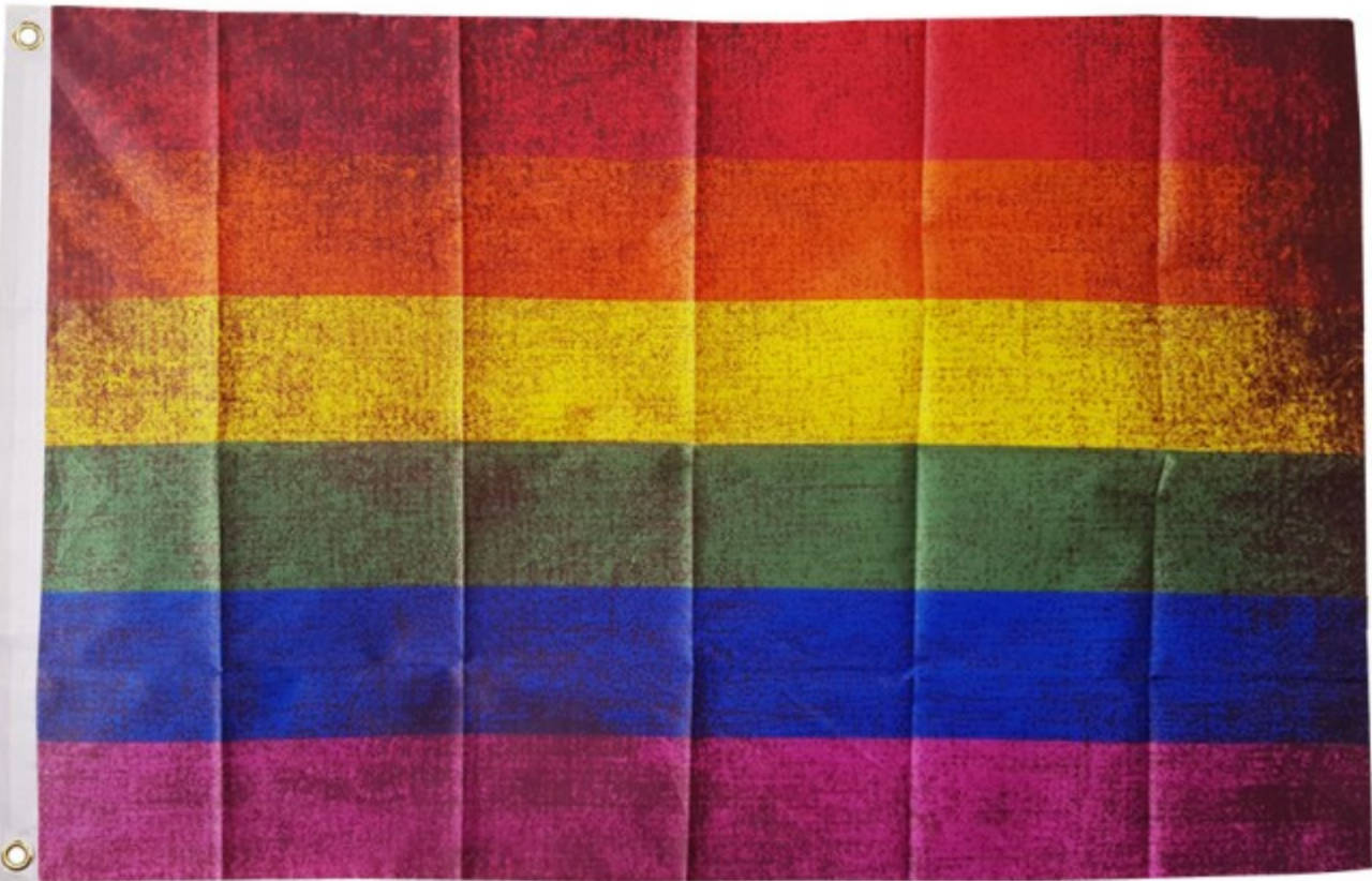 Die 'Used Look' Regenbogenflagge, die eine einzigartige Kombination aus Vintage-Charme und LGBTQ+-Stolz darstellt. Diese Flagge zeichnet sich durch ein Regenbogendesign aus, das bewusst im Used-Look gestaltet ist, um einen Eindruck von Geschichte und Best