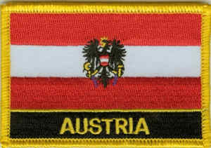 Flaggenaufnäher Österreich mit Wappen mit Schrift