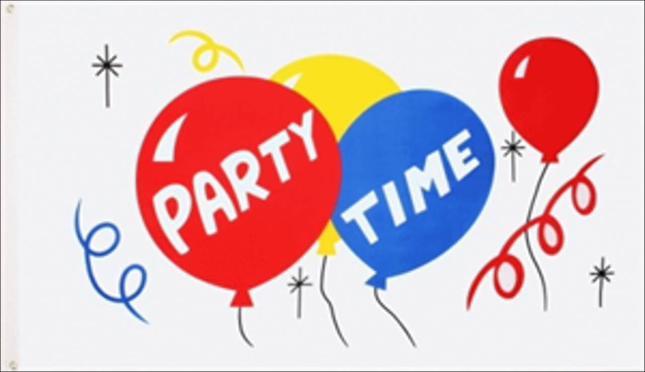 Flagge Partytime mit Luftballons 80 g/m² ca. 30 x 45 cm
