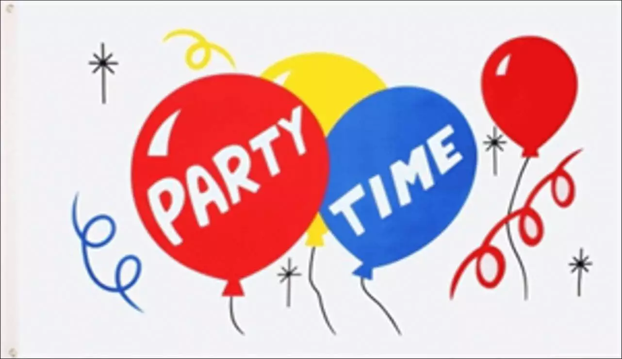 Flagge Partytime mit Luftballons