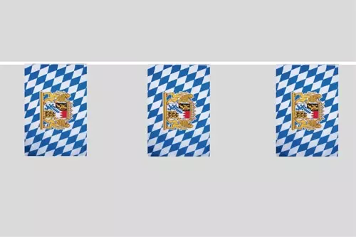 Flaggenkette Bayern mit Wappen und Löwen