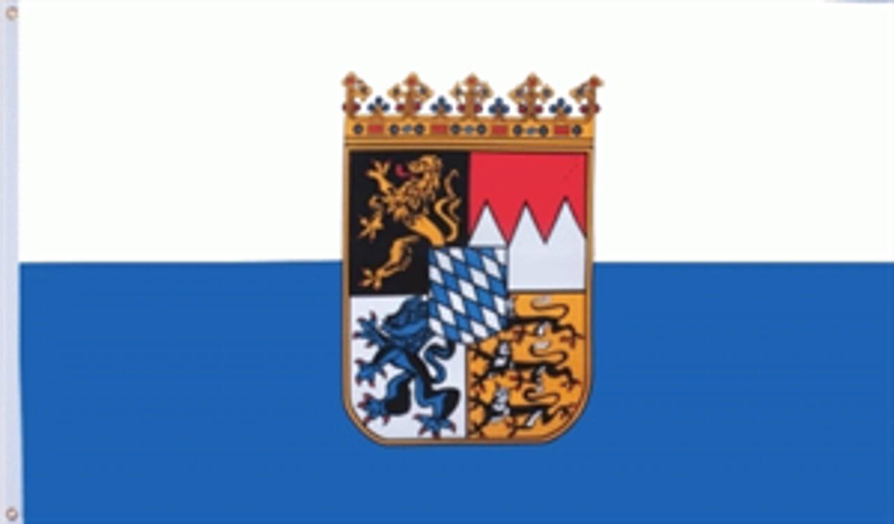 Flagge Bayern mit Streifen und Wappen 80 g/m²