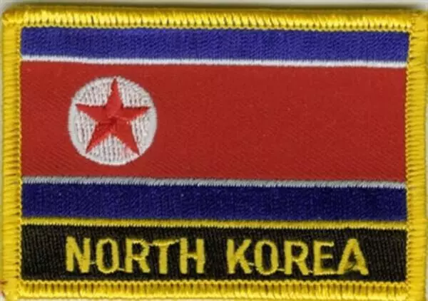 Flaggenaufnäher Nordkorea mit Schrift
