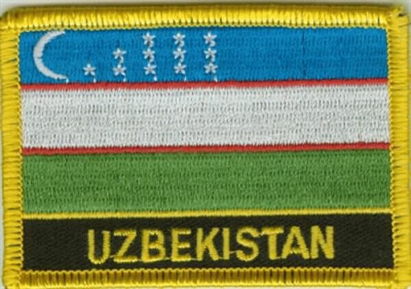 Flaggenaufnäher Usbekistan mit Schrift