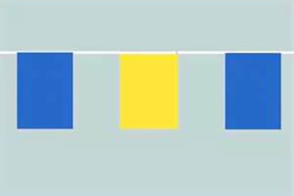 Flaggenkette Blau Gelb im Wechsel