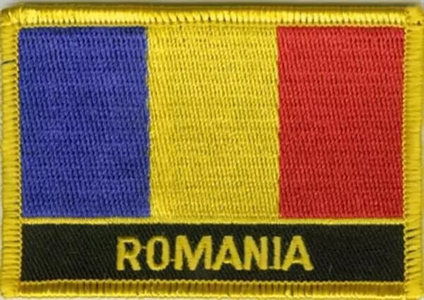 Flaggenaufnäher Rumänien mit Schrift
