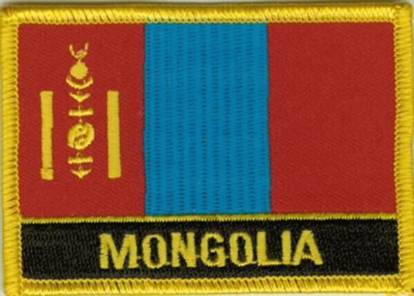 Flaggenaufnäher Mongolei mit Schrift