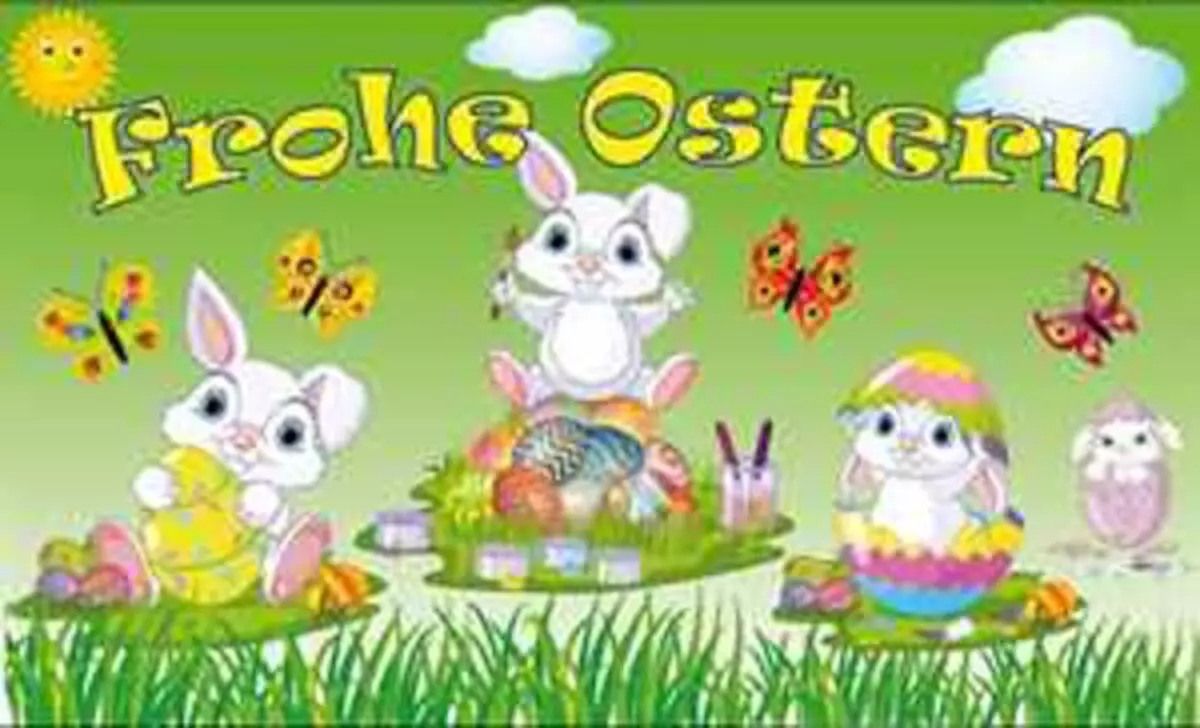 Flagge Frohe Ostern weiße Hasenkinder