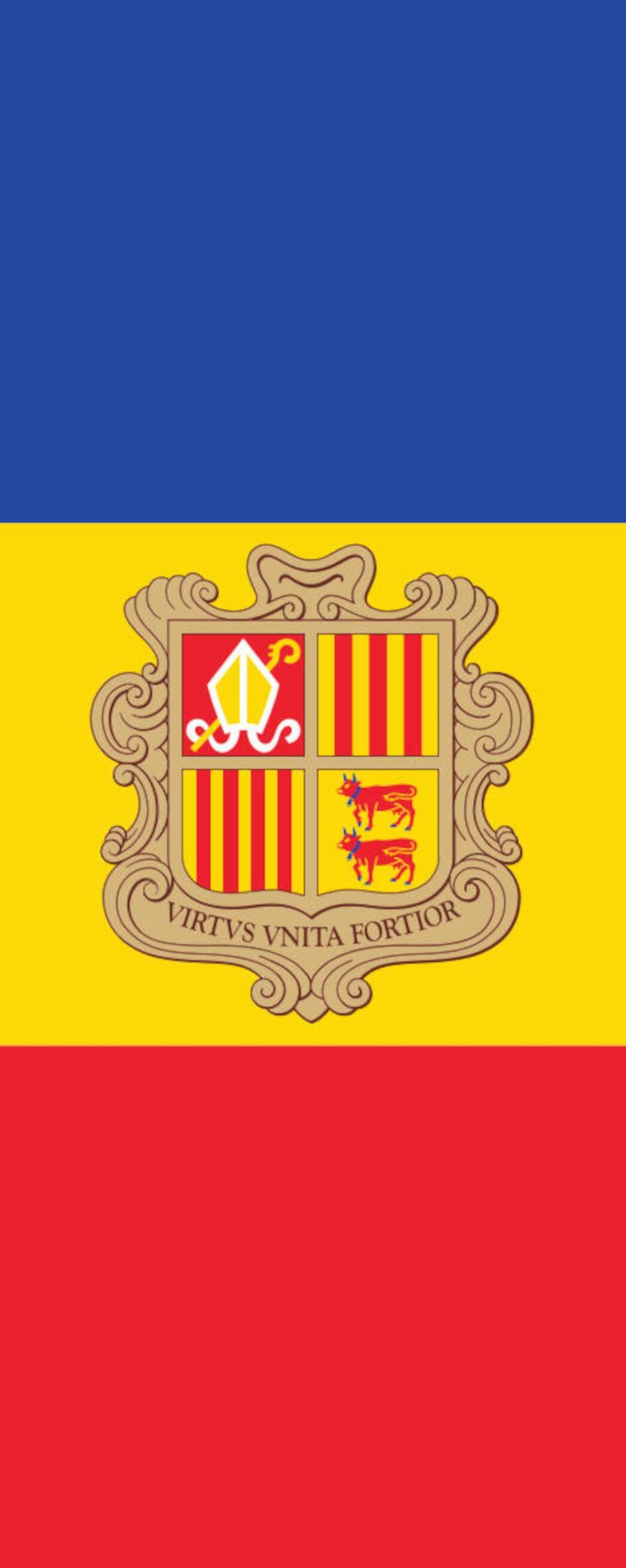 Flagge Andorra mit Wappen