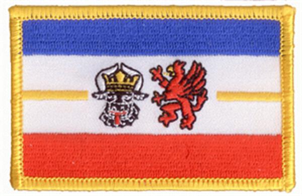 Flaggenaufnäher Mecklenburg-Vorpommern mit Wappenbildern