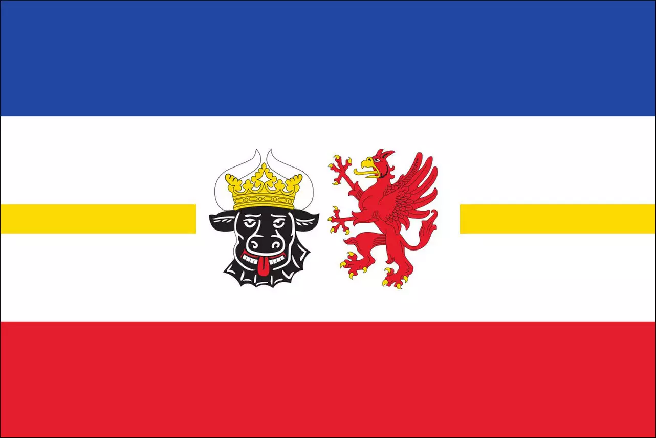 Flagge Mecklenburg-Vorpommern mit Wappen