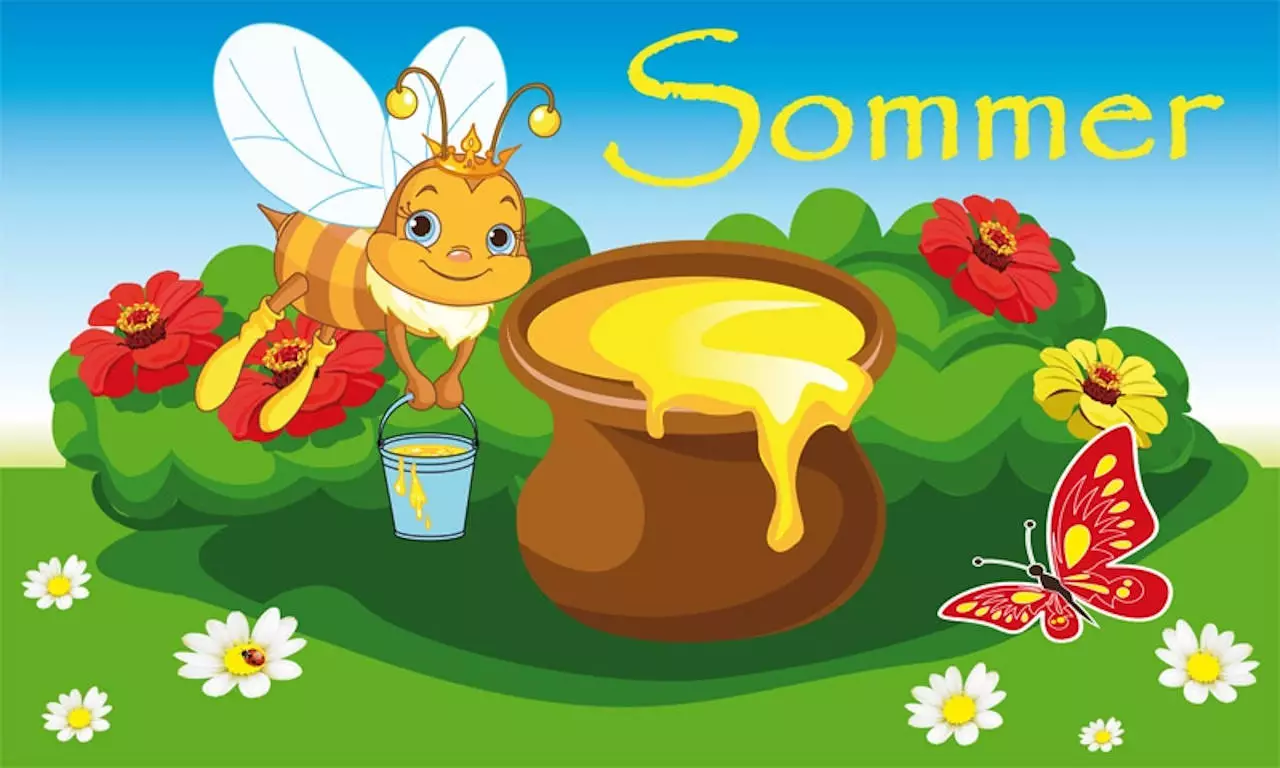 Flagge Sommer Biene mit Honig