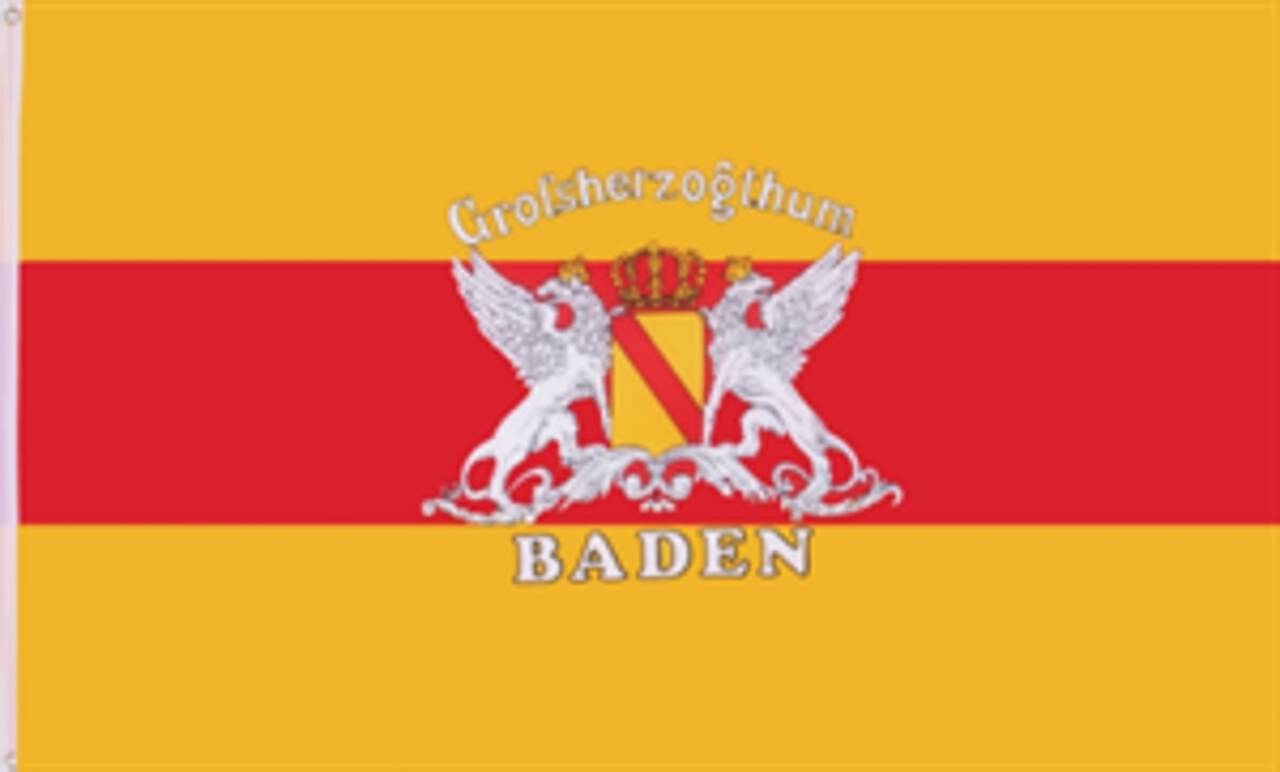 Flagge Baden mit Wappen und Schriftzug 80 g/m²