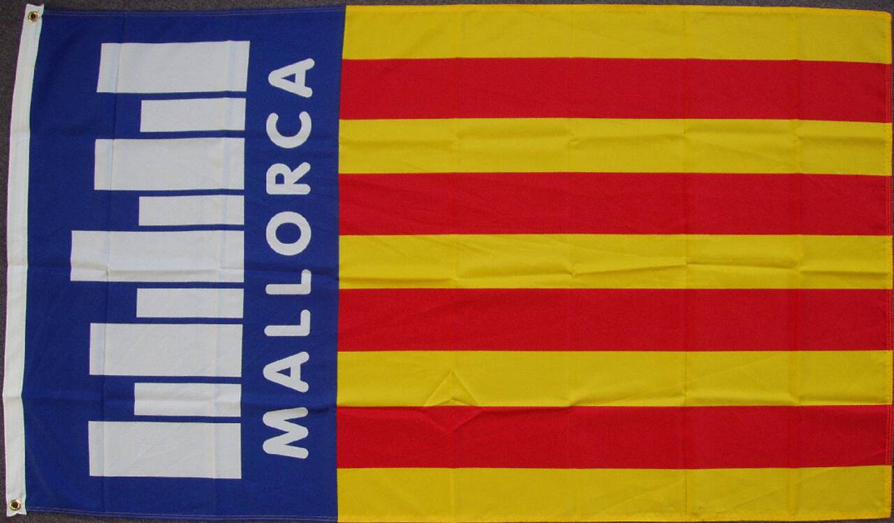 Flagge Mallorca mit Schrift