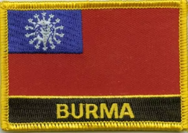 Flaggenaufnäher Burma mit Schrift