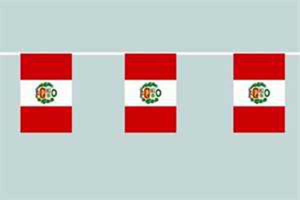 Flaggenkette Peru mit Wappen 6 m 8 Flaggen