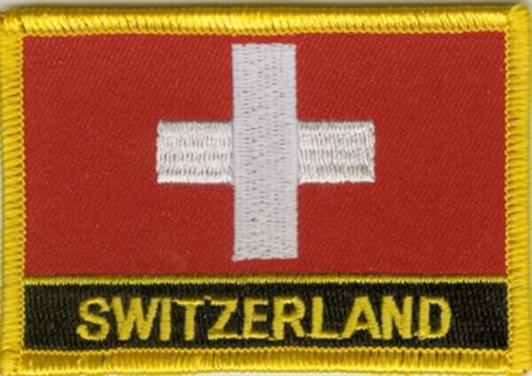 Flaggenaufnäher Schweiz mit Schrift