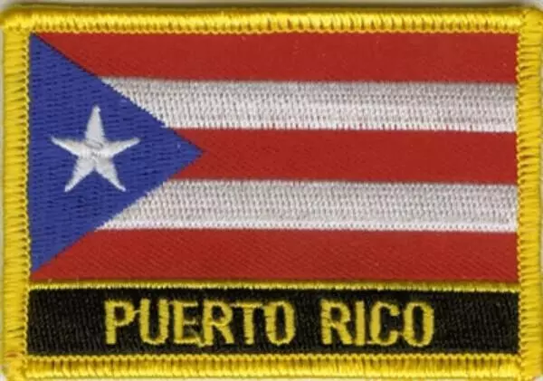 Flaggenaufnäher Puerto Rico mit Schrift