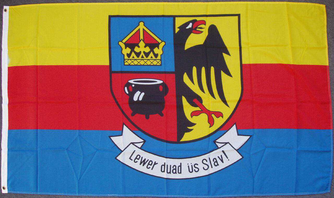 Flagge Nordfriesland mit Schriftzug