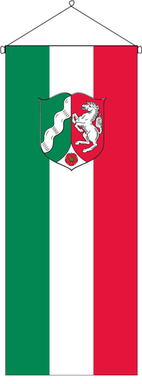 Flaggenbanner Nordrhein-Westfalen mit Wappen
