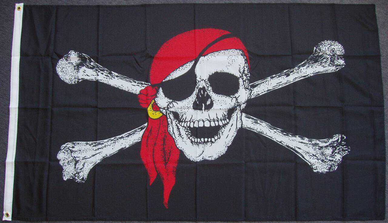 Flagge Pirat mit rotem Kopftuch 80 g/m²
