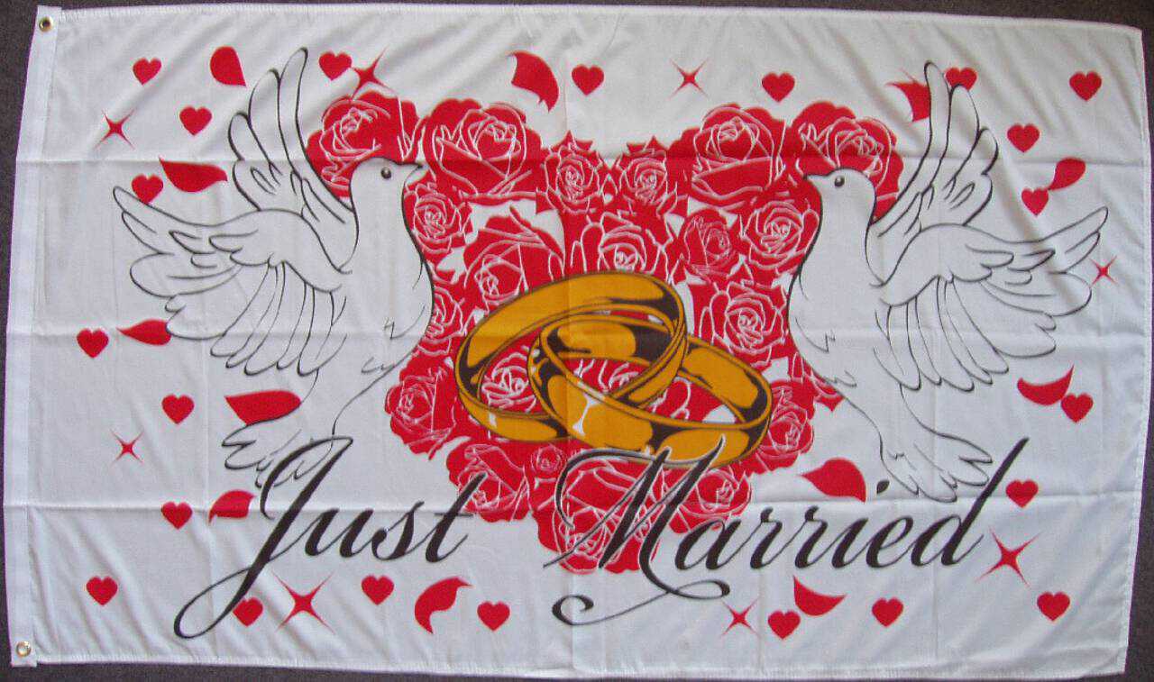 Flagge Just Married 3 80 g/m²