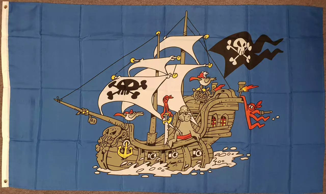 Flagge Piratenschiff blau