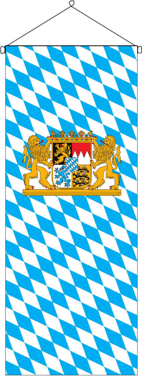 Flaggenbanner Bayern mit Wappen und Löwen