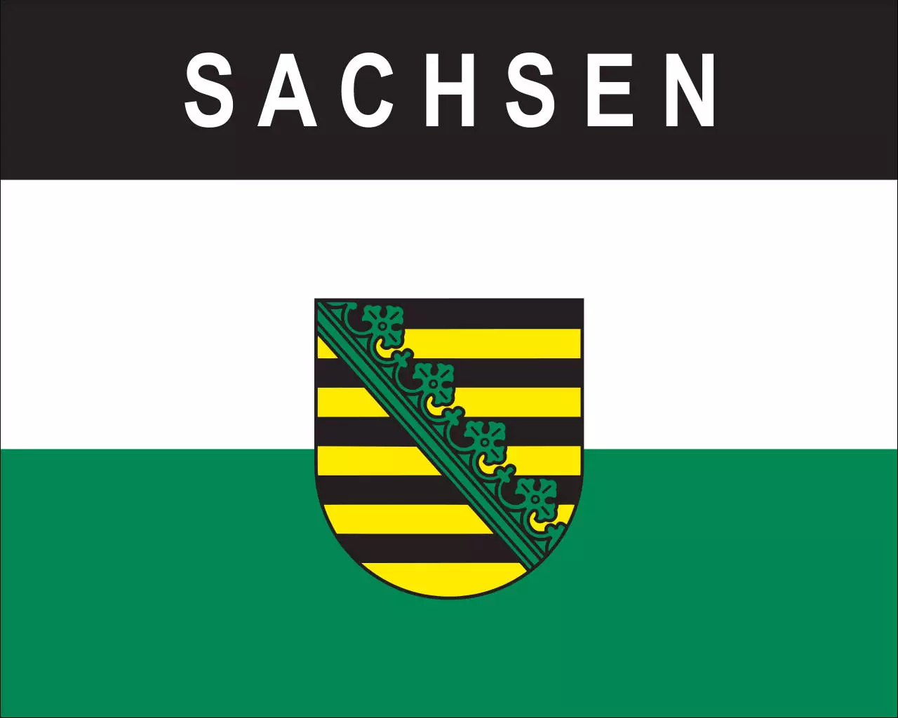 Flaggenaufkleber Sachsen mit Wappen