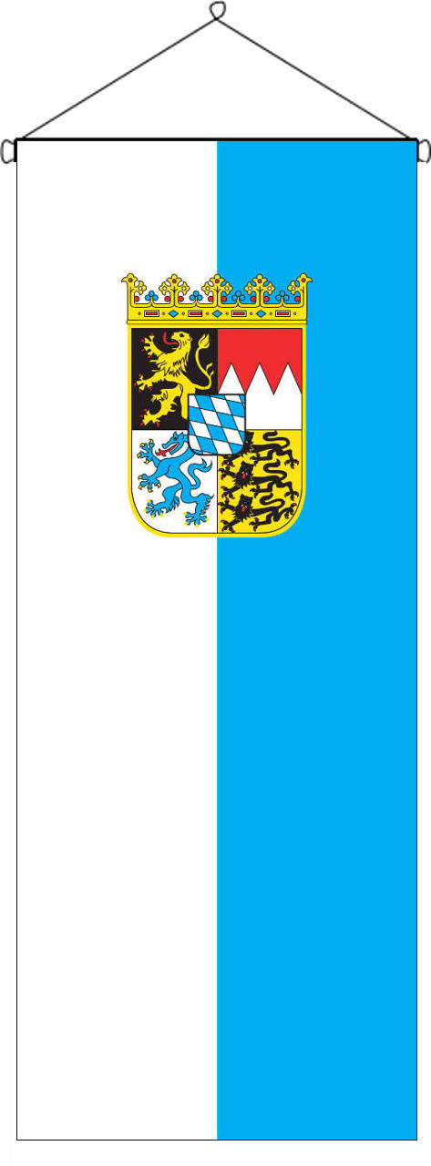 Flaggenbanner Bayern mit Streifen und Wappen