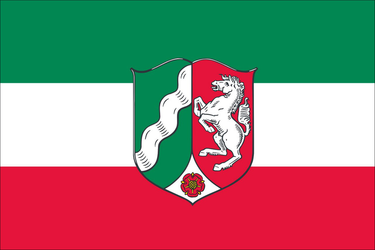 Flagge Nordrhein-Westfalen mit Wappen