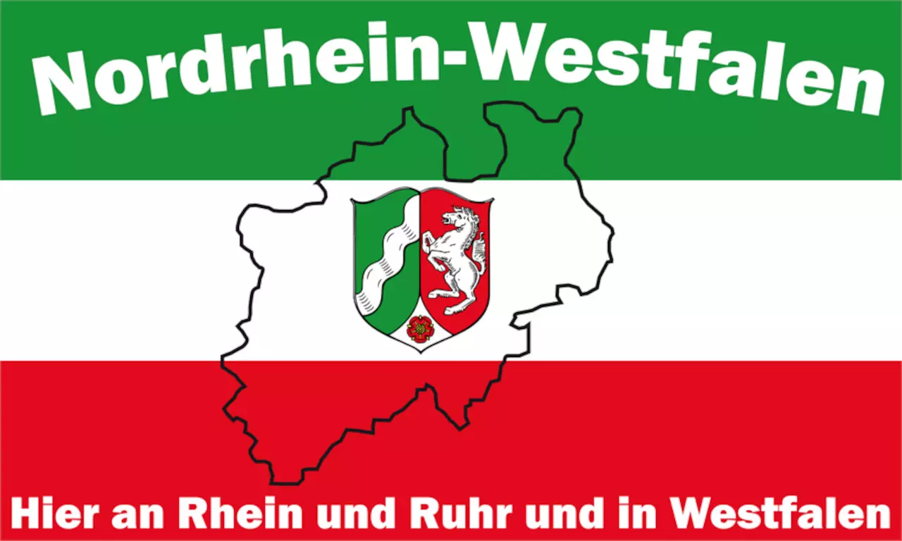 Nordrhein-Westfalen Landkarte Fahne
