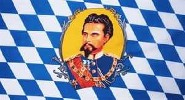 Flagge Bayern mit König Ludwig