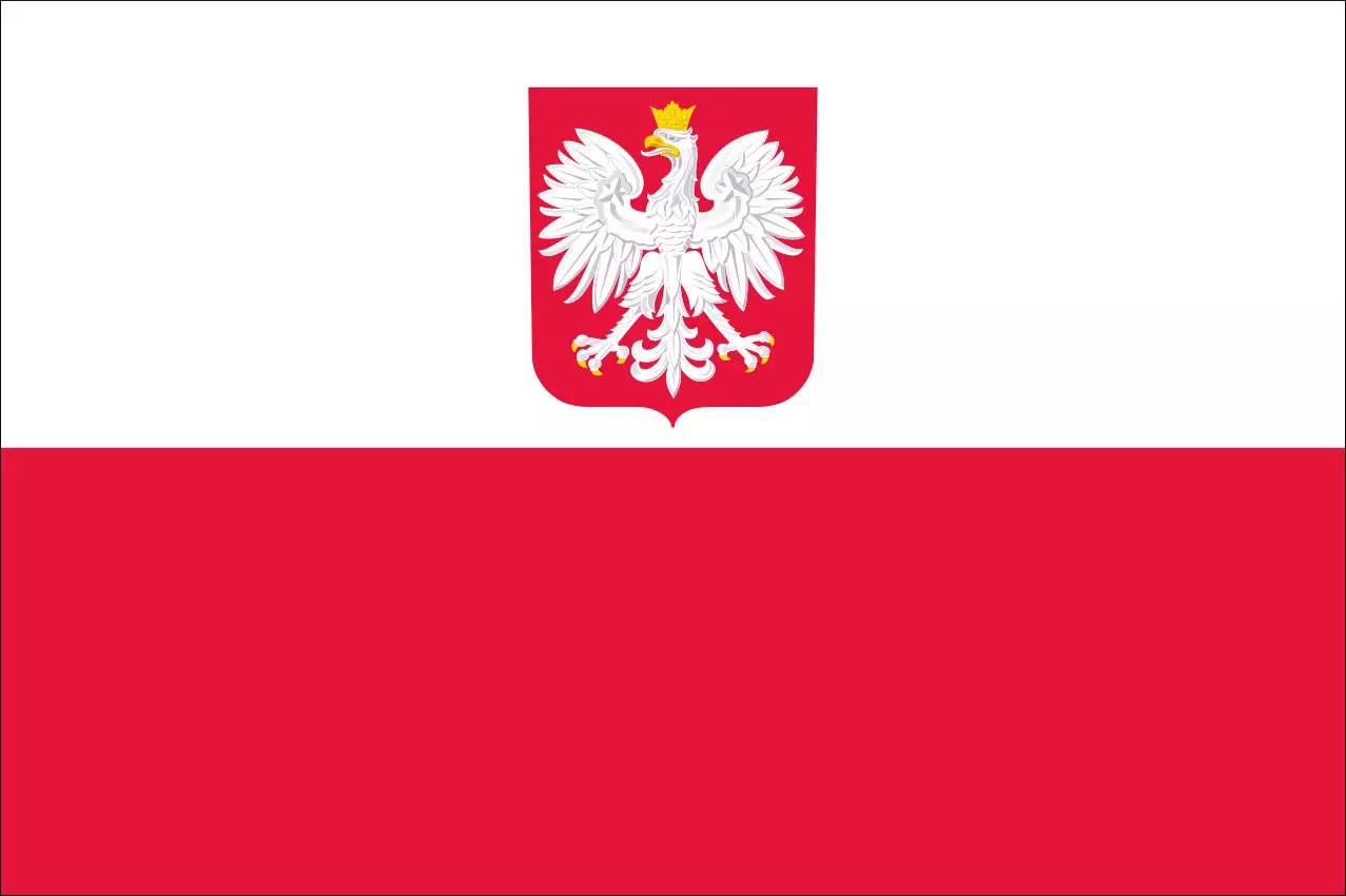 Flagge Polen mit Wappen