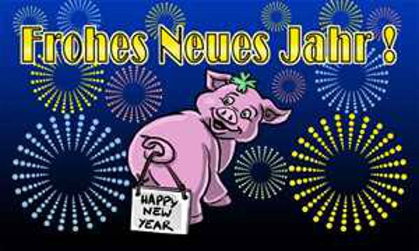 Flagge Frohes Neues Jahr mit Glücksschwein