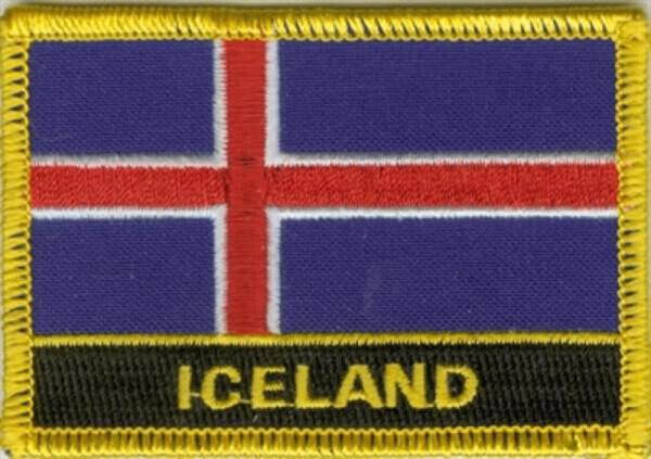 Flaggenaufnäher Island mit Schrift